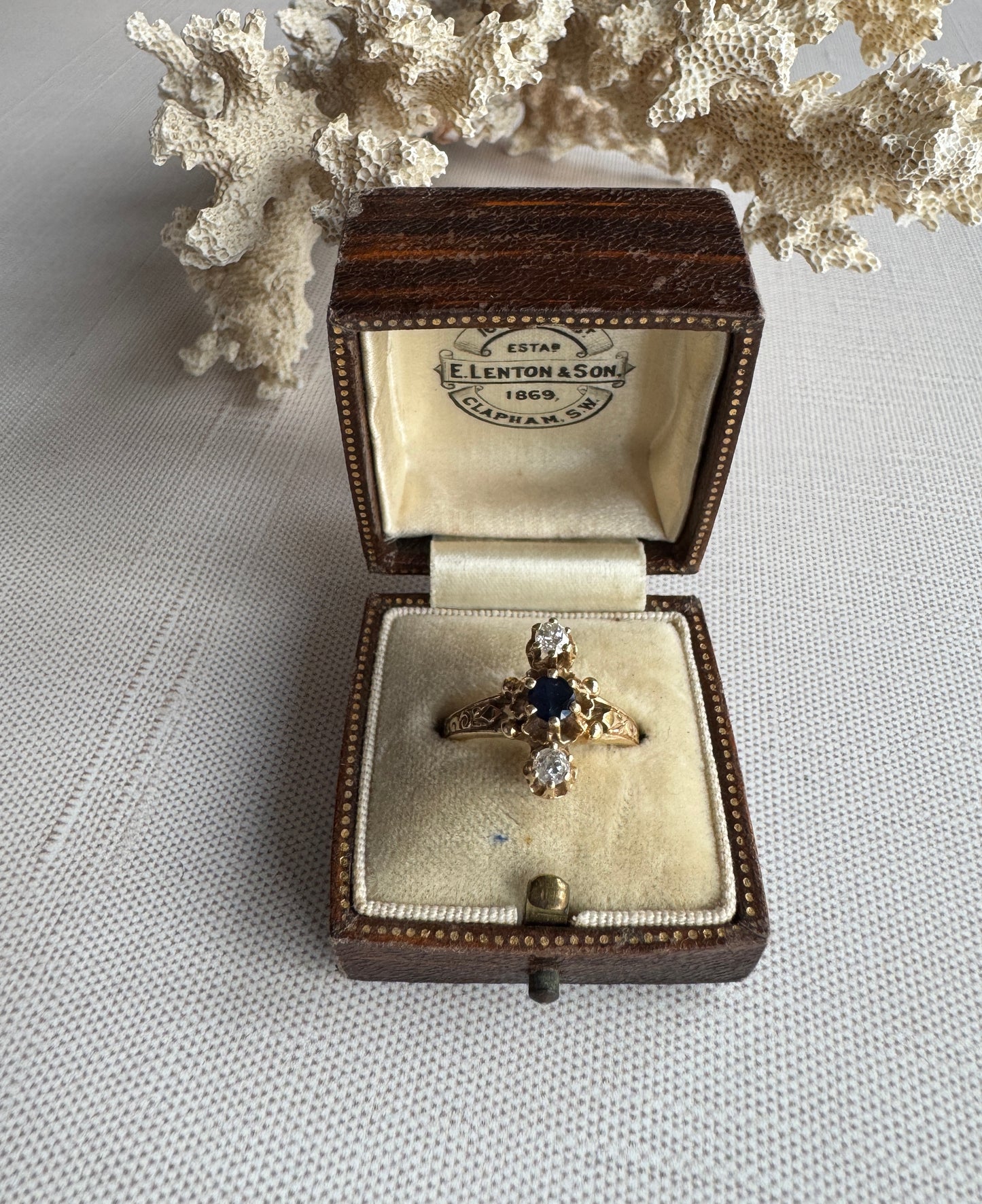 Antique E. Lenton & Son Ring Box, Victorian Leather Jewelry Presentation Case