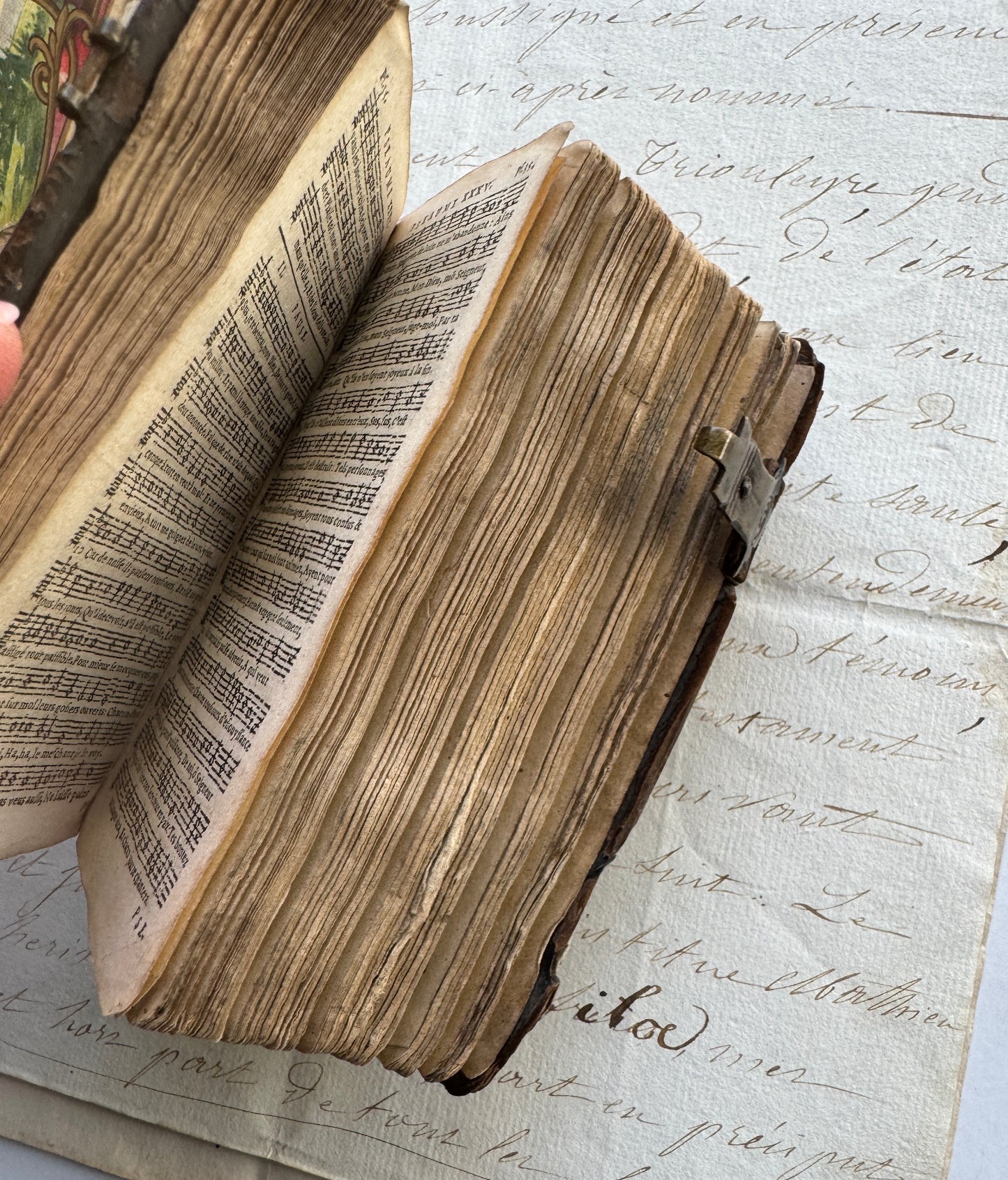 Antique French Book- The Psalms of David 1600's Prayer Book, Leather, Small Sized Leather with Buckles, Rare & Collectible, Bibliophile