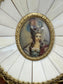 Antique French Hand-Painted Portrait in Oval Bone Frame