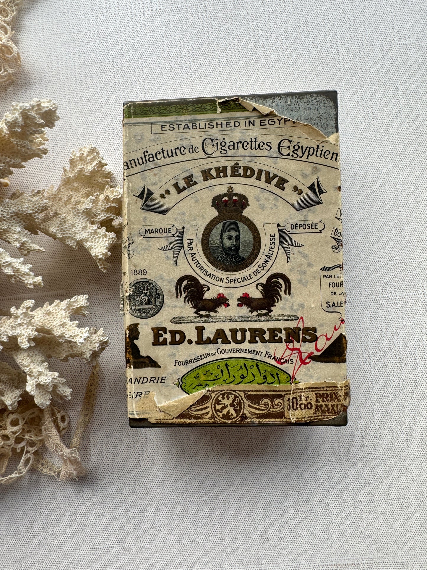 Antique Le Khédive Egyptian Cigarette Box, Ed. Laurens, 1889