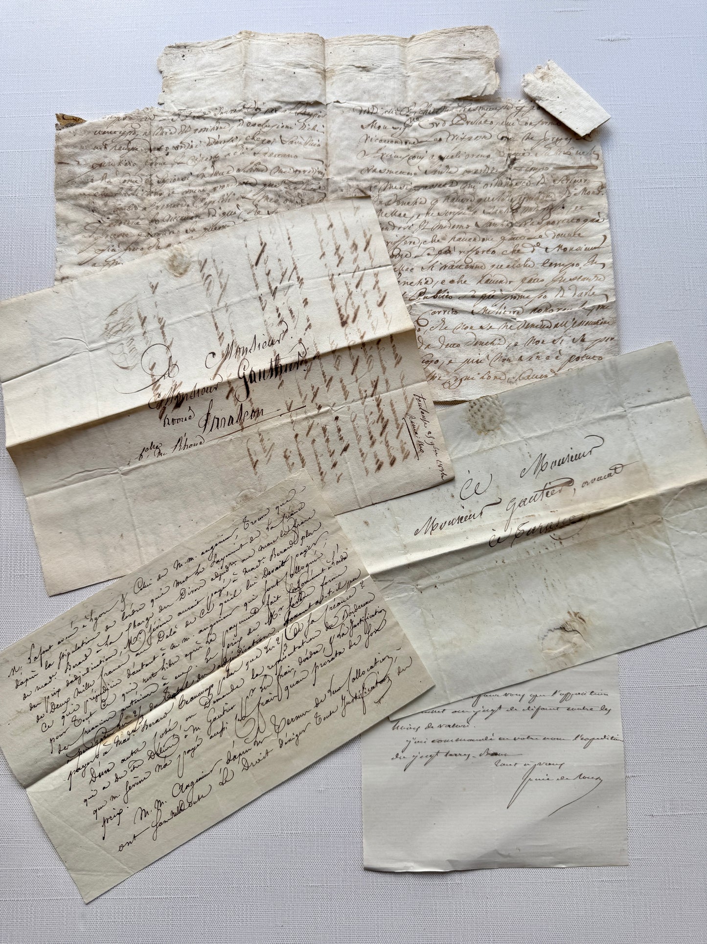 Bundle of 1800's French Handwritten Letters, Antique Legal & Personal Correspondence