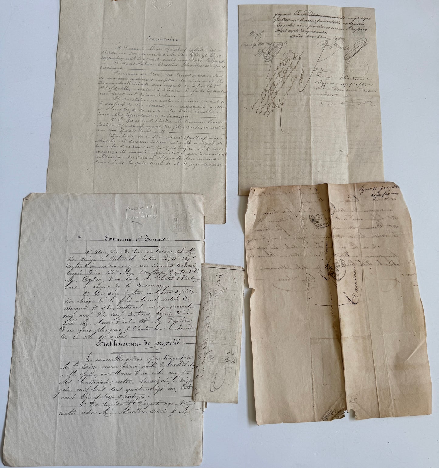 Antique French Documents, Early 1800's Handwritten Ephemera with Stamps and Seals