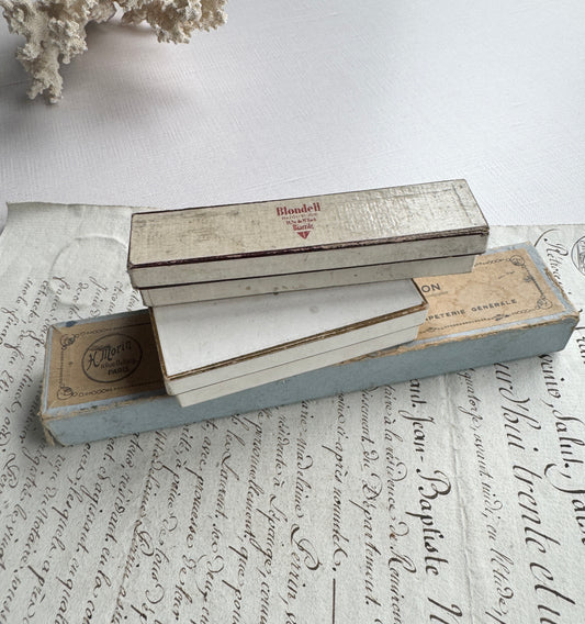 Set of 3 Antique French Paper Boxes, Collectible Decor Boxes