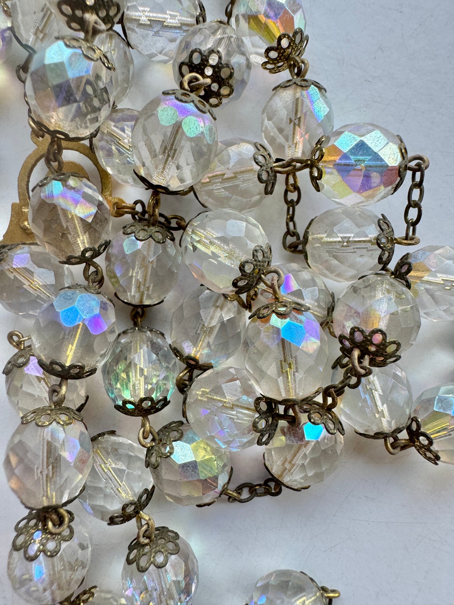 Vintage Italian Rosary with Faceted Beads & Ornate Gold-Tone Crucifix