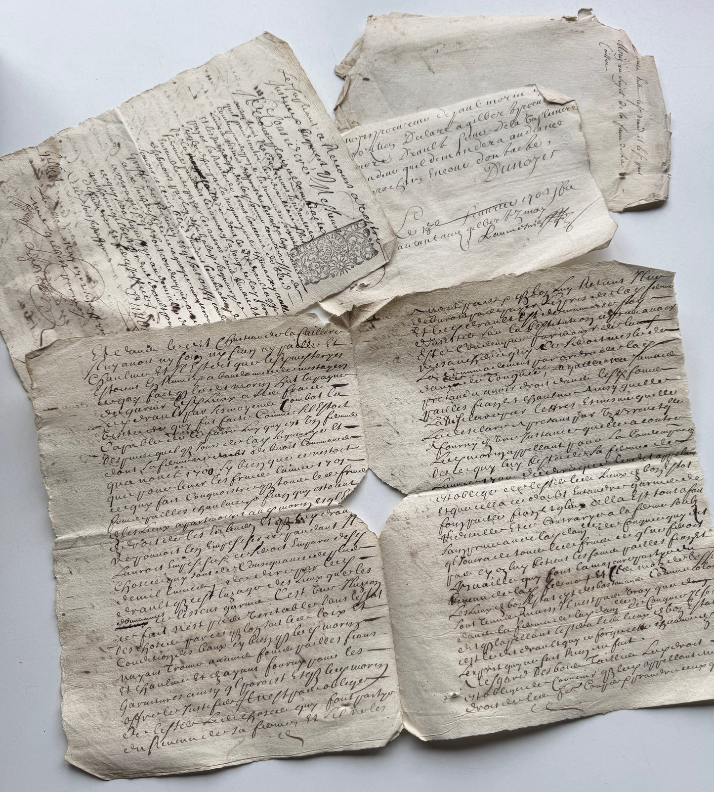 Antique 18th Century French Handwritten Legal Documents, 1700's Manuscript with Tax Stamps