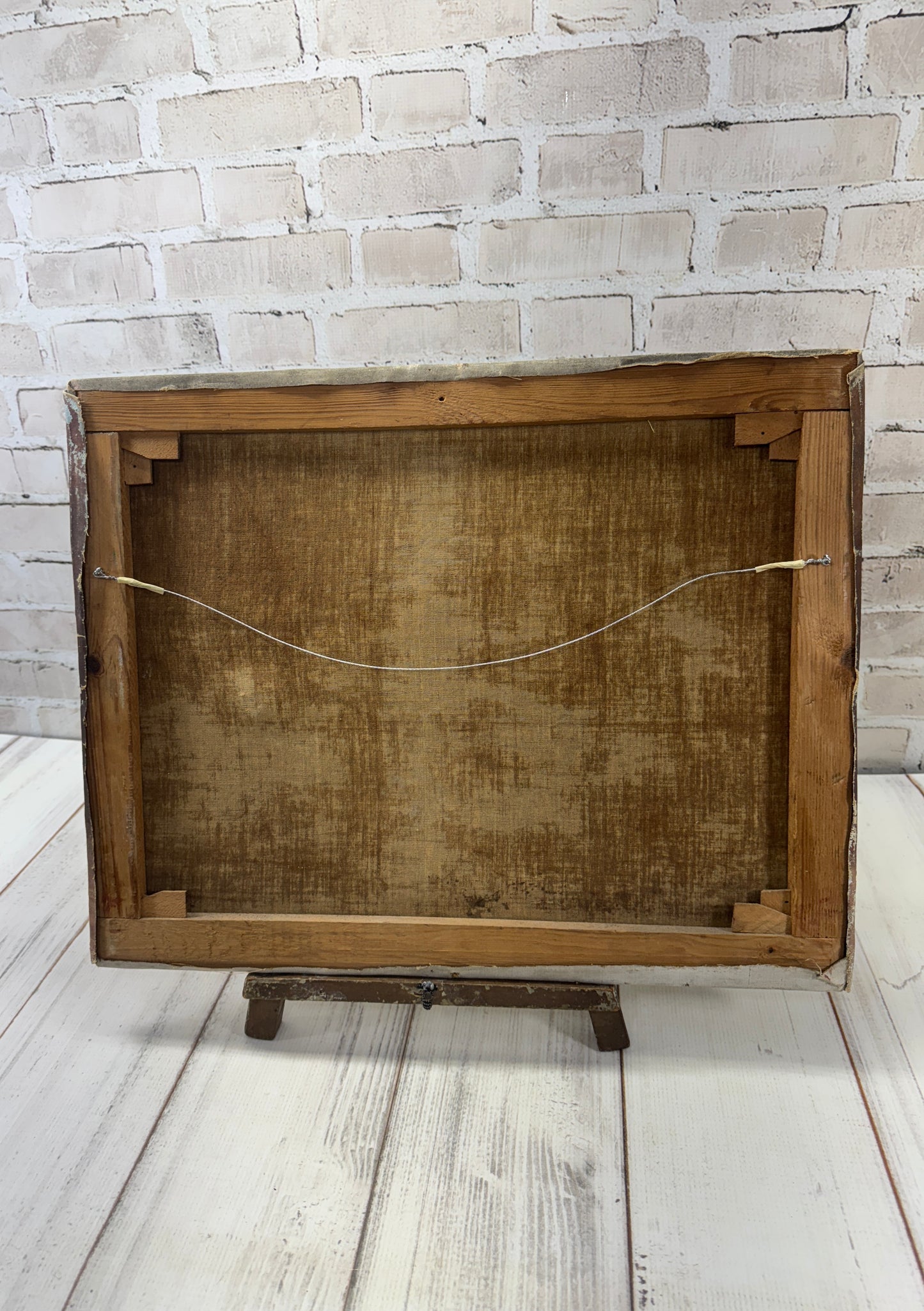 Antique French Floral Painting, Still Life in Blue Pitcher