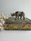 Antique Rhinoceros Figurine, Metal Worn Patina