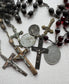 Antique French Rosary Lot with Crucifixes and Religious Medals