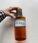 Antique French Apothecary Bottle, Amber Colored Glass, Porcelain Label