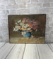 Antique French Floral Painting, Still Life in Blue Pitcher