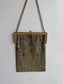 Antique French Purse, Elegant Beaded Evening Bag with Gold Frame and Chain Handle