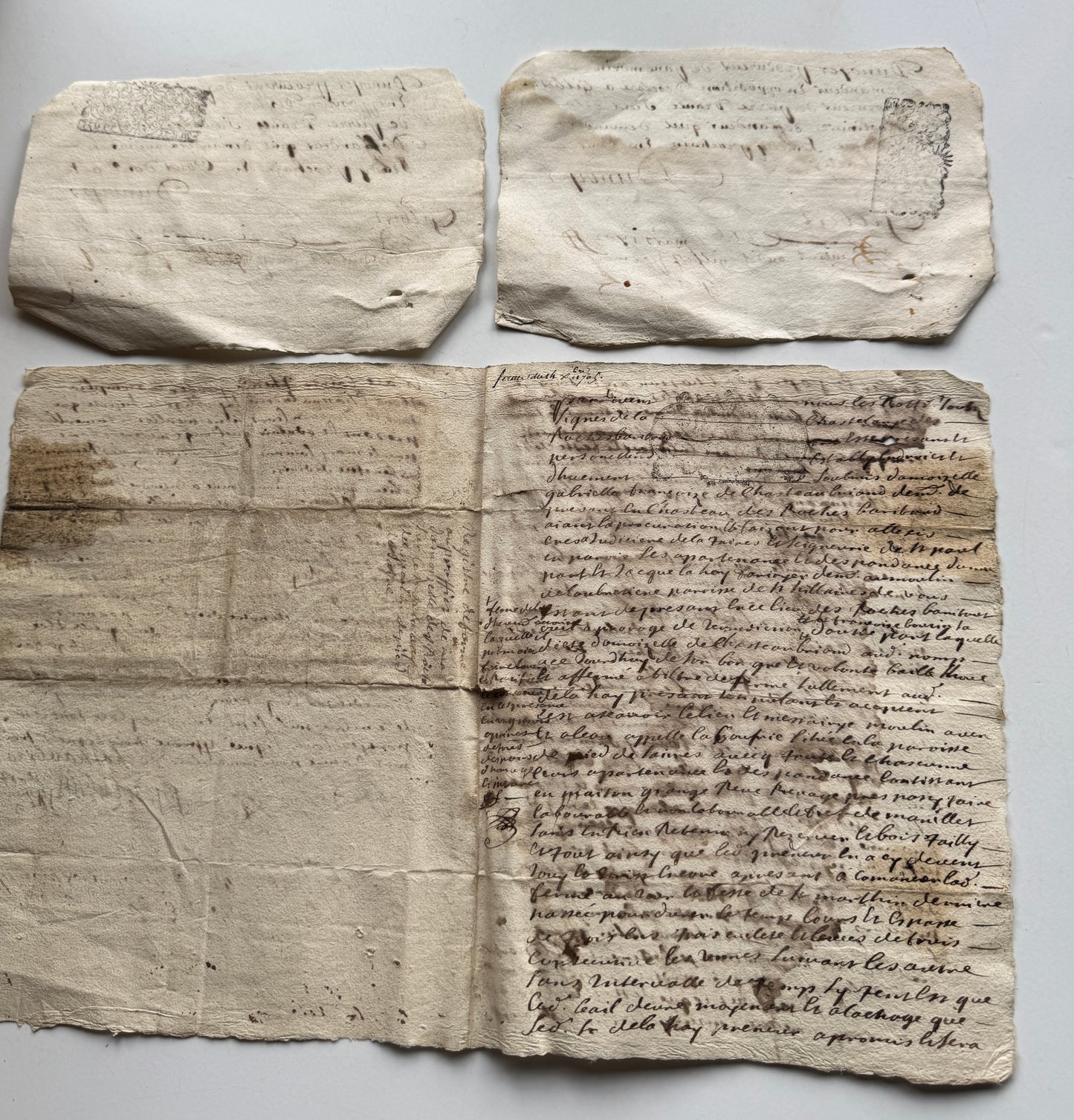 Antique French Handwritten Documents from the 18th Century