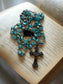 Vintage Blue Crystal Rosary with Ornate Caps & Crucifix