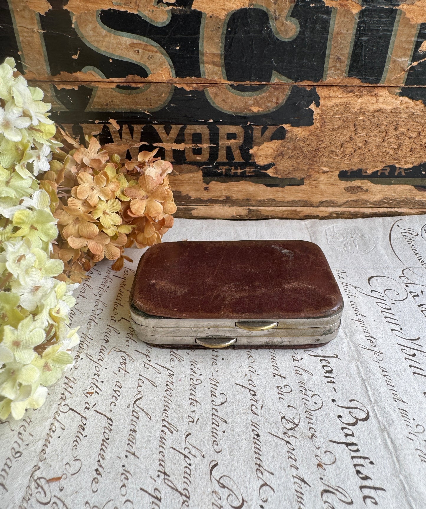 Antique Leather Coin Purse with Multiple Compartments