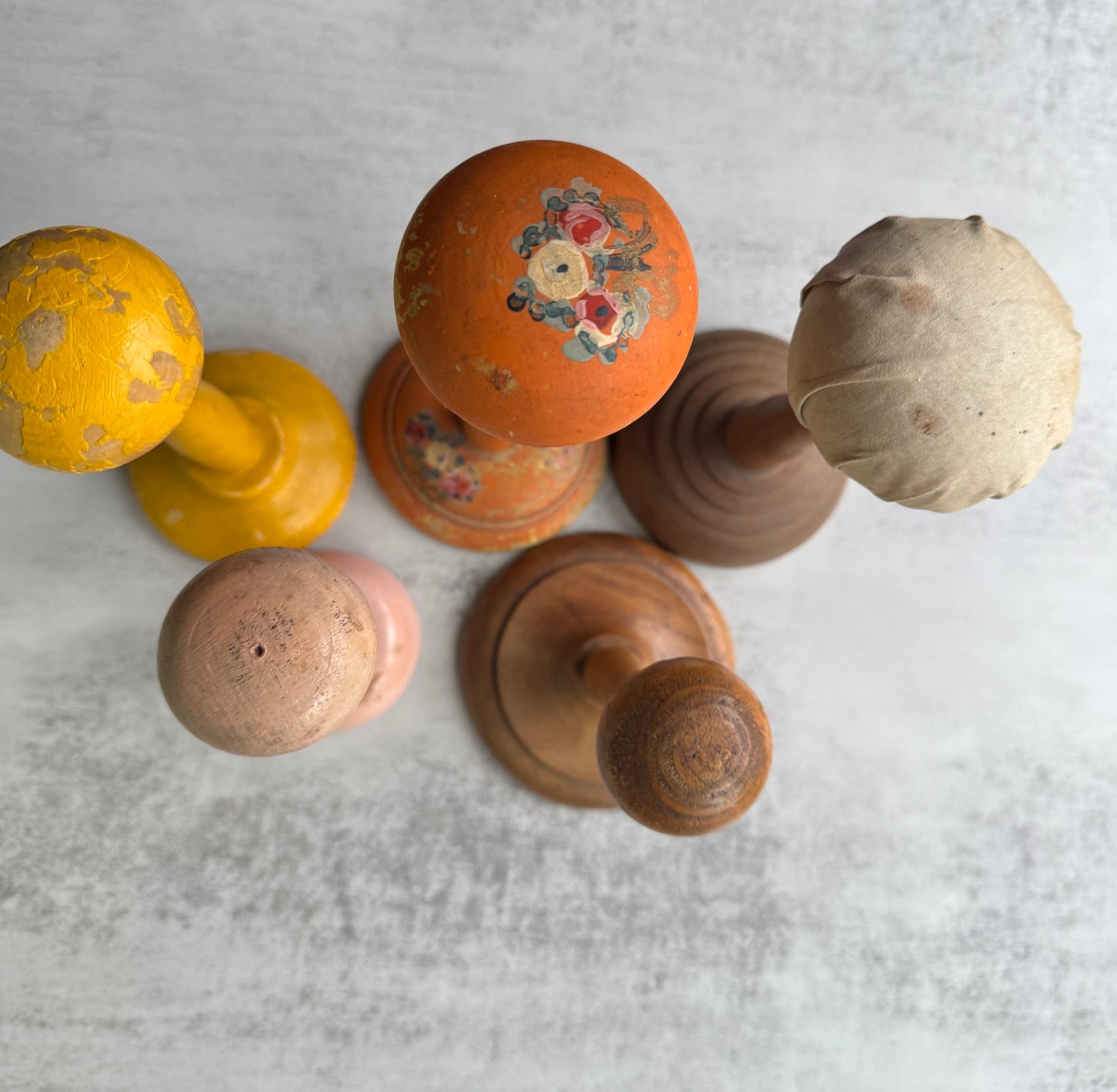 Antique Wooden French Hat Stands, Vintage Millinery Display