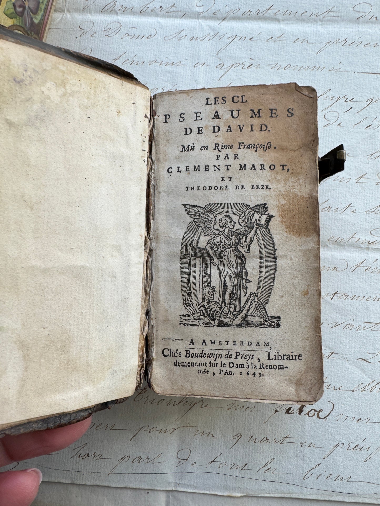Antique French Book- The Psalms of David 1600's Prayer Book, Leather, Small Sized Leather with Buckles, Rare & Collectible, Bibliophile