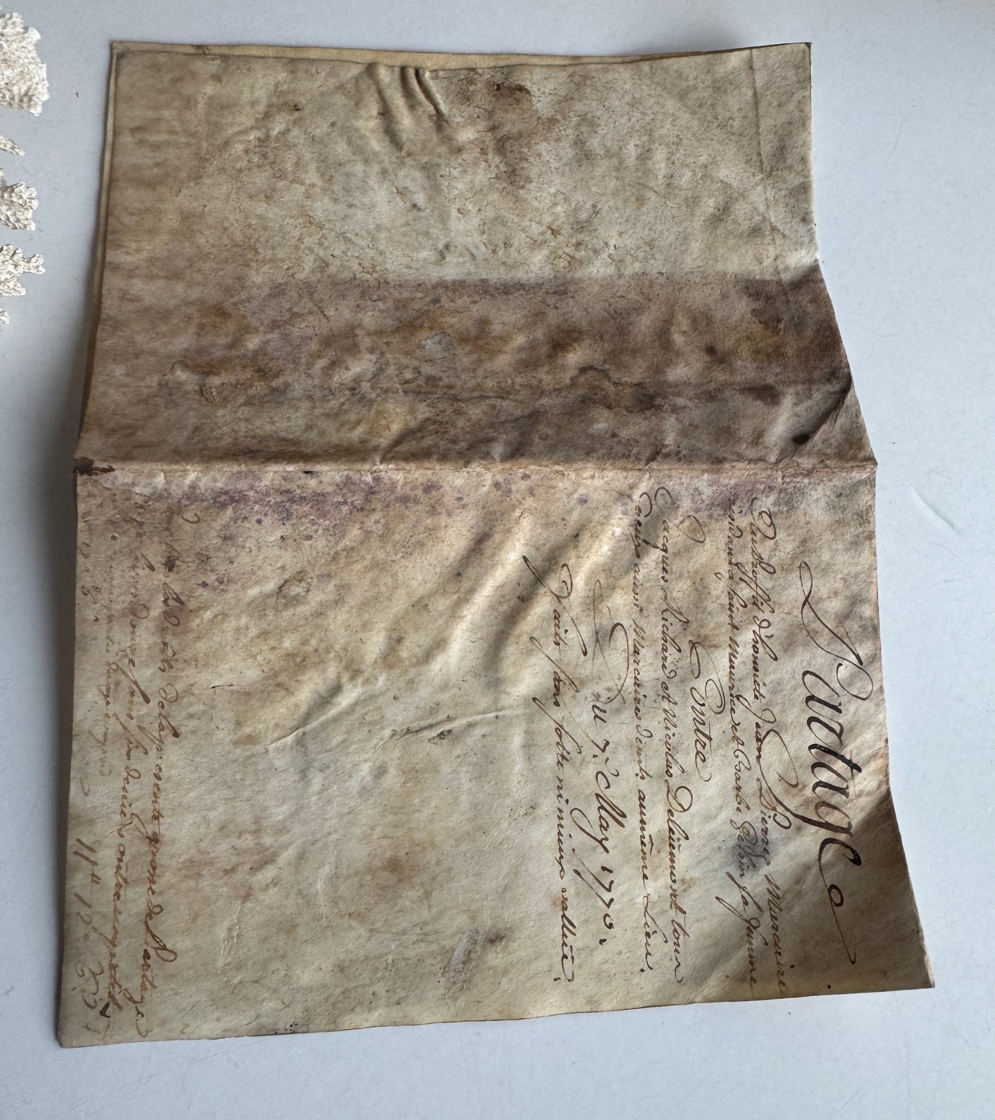 Antique French Vellum Document, Handwritten, Calligraphy, Royal Seal