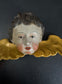 Hand-Carved Cherub Head with Gilded Wings, French Antique
