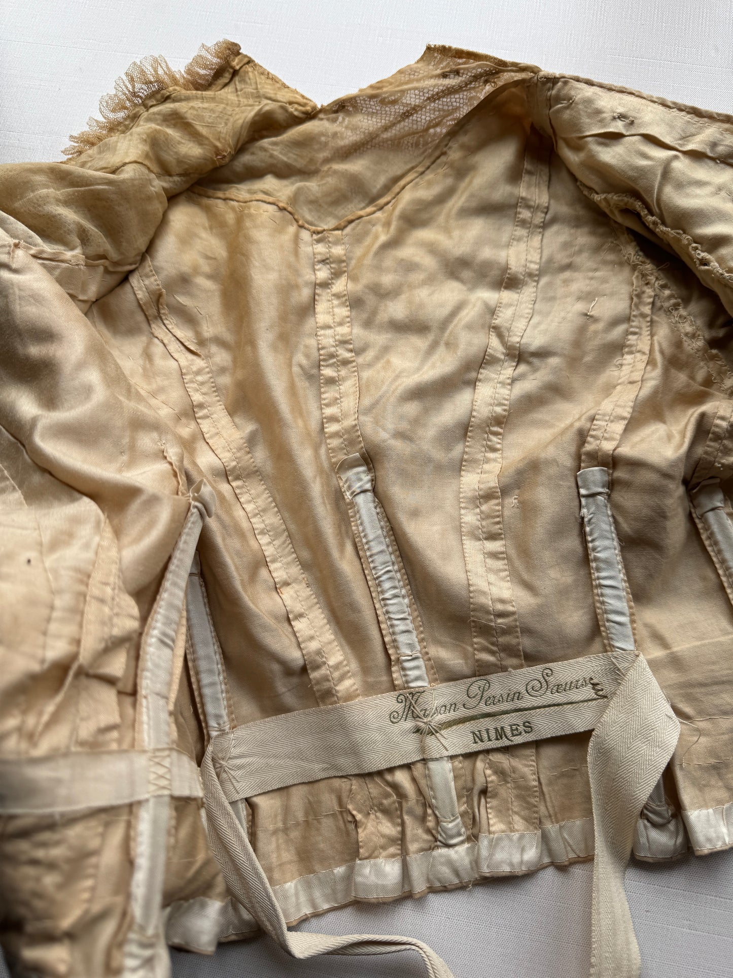 Antique French Edwardian Lace & Floral Bodice, Maison Pessin Sœurs, Nîmes