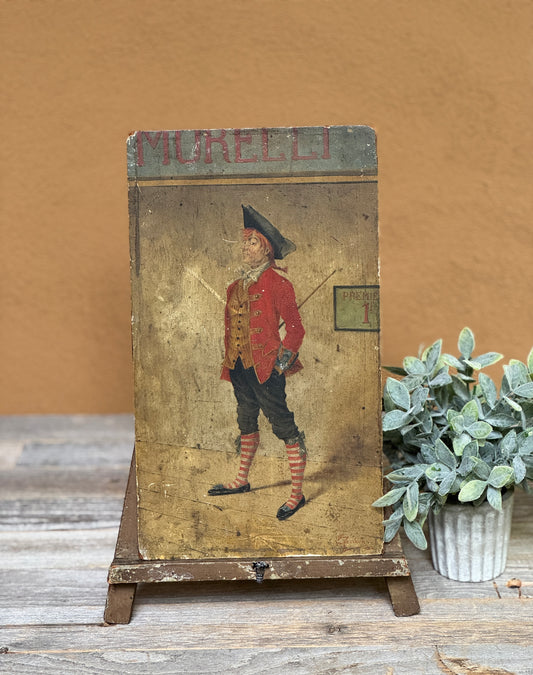 Antique French Advertising Panel Signed J. Proveaux- Morelli Theater Art on Wood