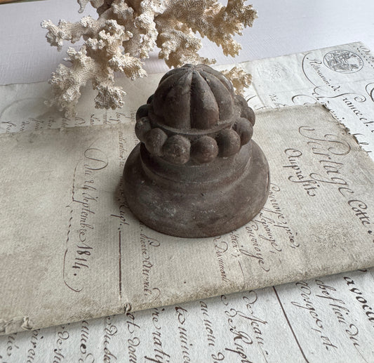 Antique French Wood Finial Crown-Shaped Architectural Accent