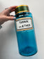 Antique Blue Chemist Jar with Lid, 19th Century Large Blown Glass Container, Porcelain Label