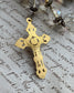 Vintage Italian Rosary with Faceted Beads & Ornate Gold-Tone Crucifix