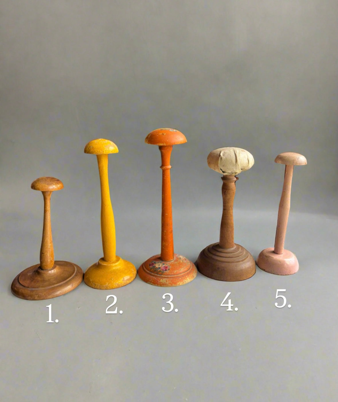 Antique Wooden French Hat Stands, Vintage Millinery Display