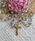 Vintage Italian Rosary with Faceted Beads & Ornate Gold-Tone Crucifix