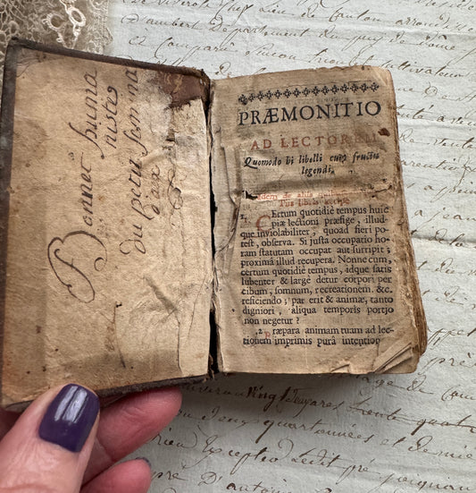 Antique Leather-Bound Book "Imitatio Christi" Devotional Book, Latin, Collectible Rare