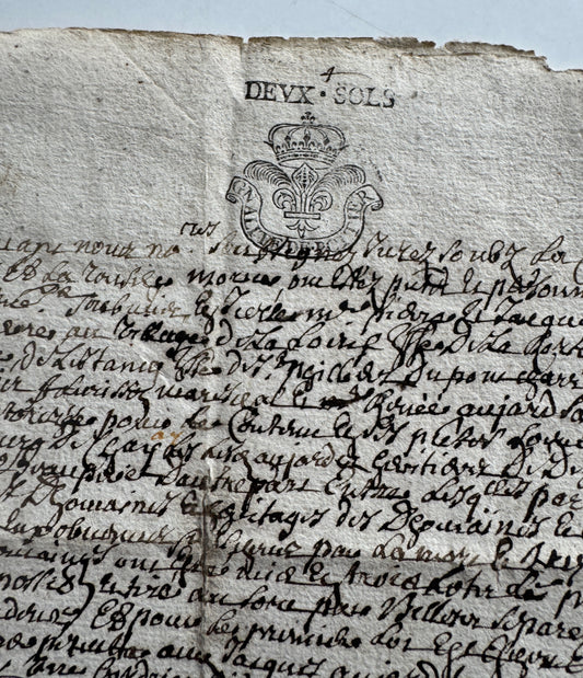 Antique French 18th Century Legal Document, Handwritten with Royal Stamp