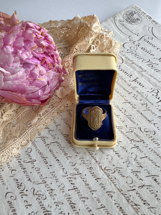 Antique French Jewelers Ring Box, C.F.Binder Strassourg Jeweler, Blue Velvet Interior, Victorian Era Keepsake