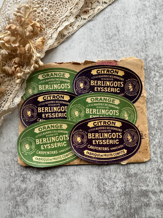 Antique French Labels, Confectionery Paper Ephemera