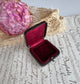 Antique French Jewelry Presentation Box, Burgundy Velvet & Leather Case