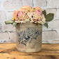 Antique French Stoneware Tobacco Jar with Blue Lettering