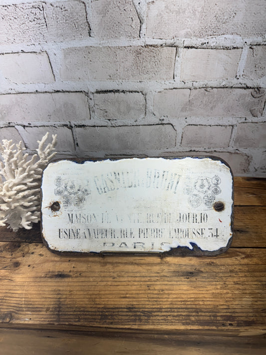 Antique French Enamel Sign – Parisian Manufacturer Plaque