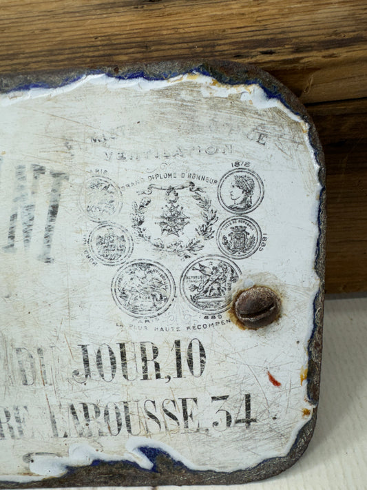Antique French Enamel Sign – Parisian Manufacturer Plaque