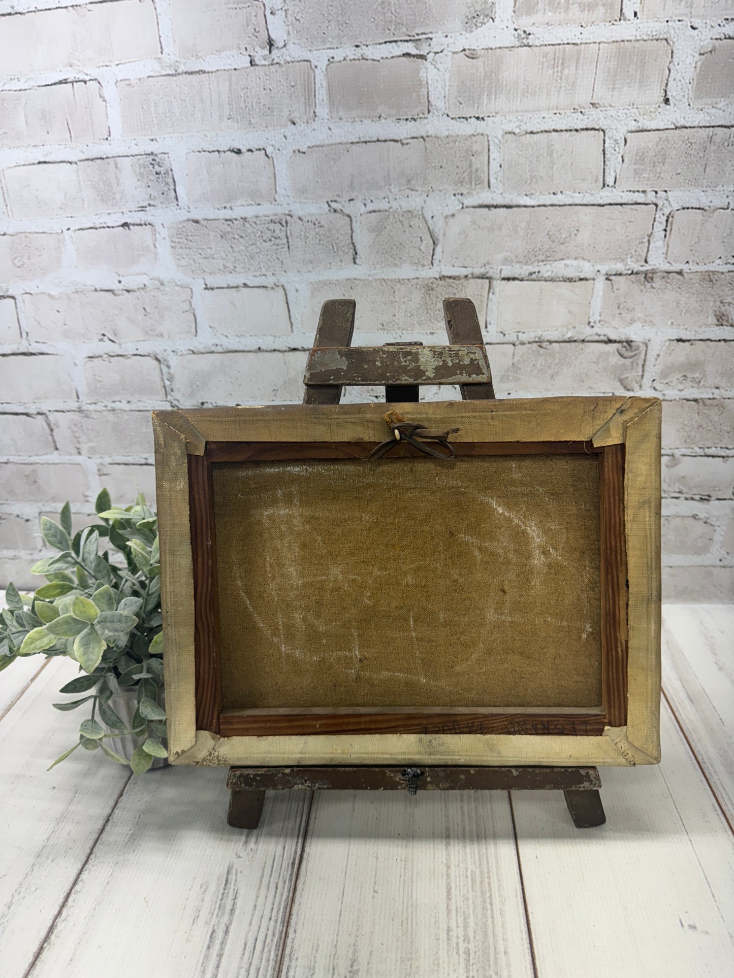 Primitive French Alpine Oil Painting – Mountain Village Landscape on Canvas