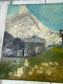 Primitive French Alpine Oil Painting – Mountain Village Landscape on Canvas