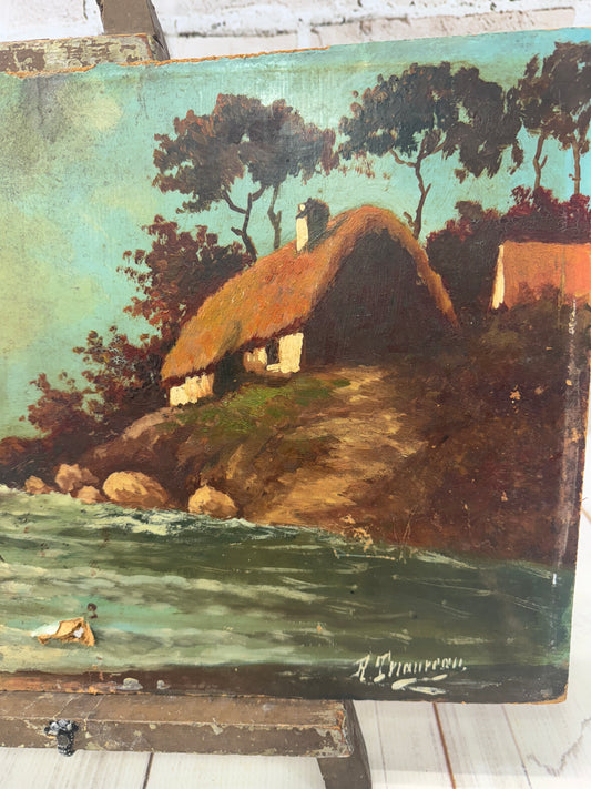 Smugglers at Dusk – Vintage French Coastal Painting- Moody