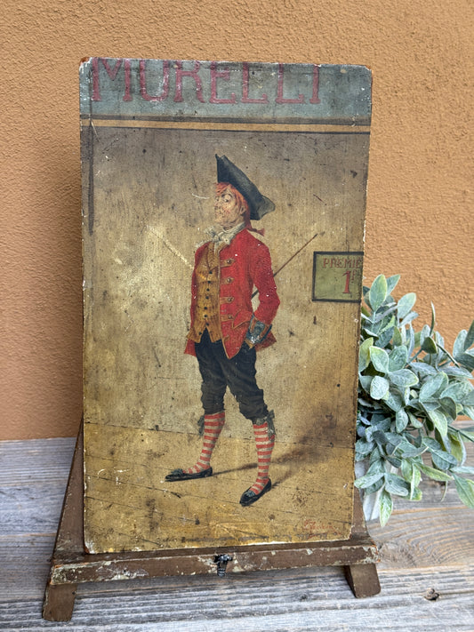 Antique French Advertising Panel Signed J. Proveaux- Morelli Theater Art on Wood