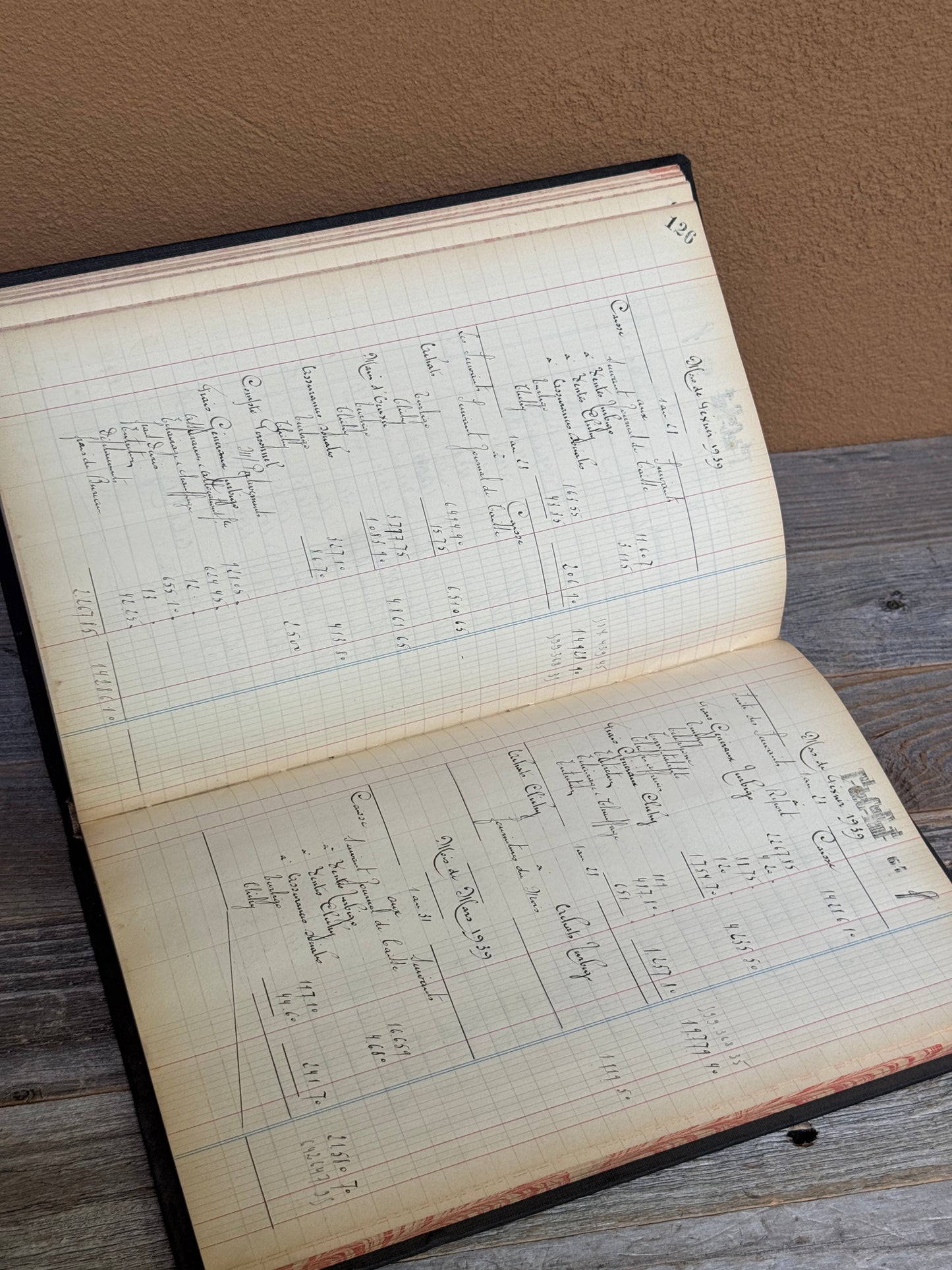 1935 Antique French Ledger Book – Handwritten Accounting Journal