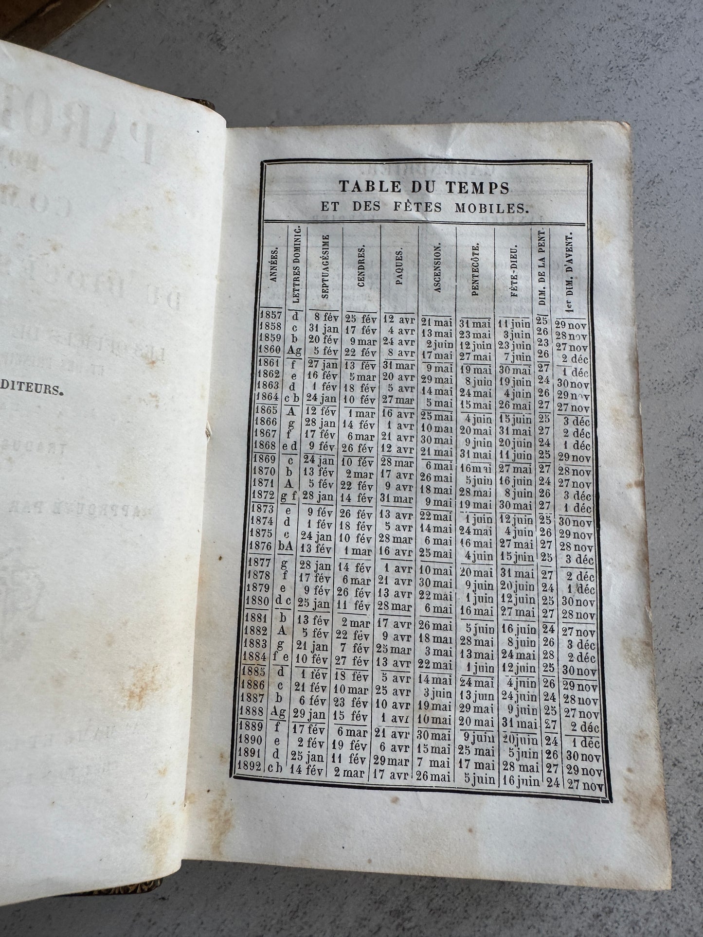 French Paroissien Romain Prayer Book dated 1857 Leather with Metal Clasps & Gilt Edges