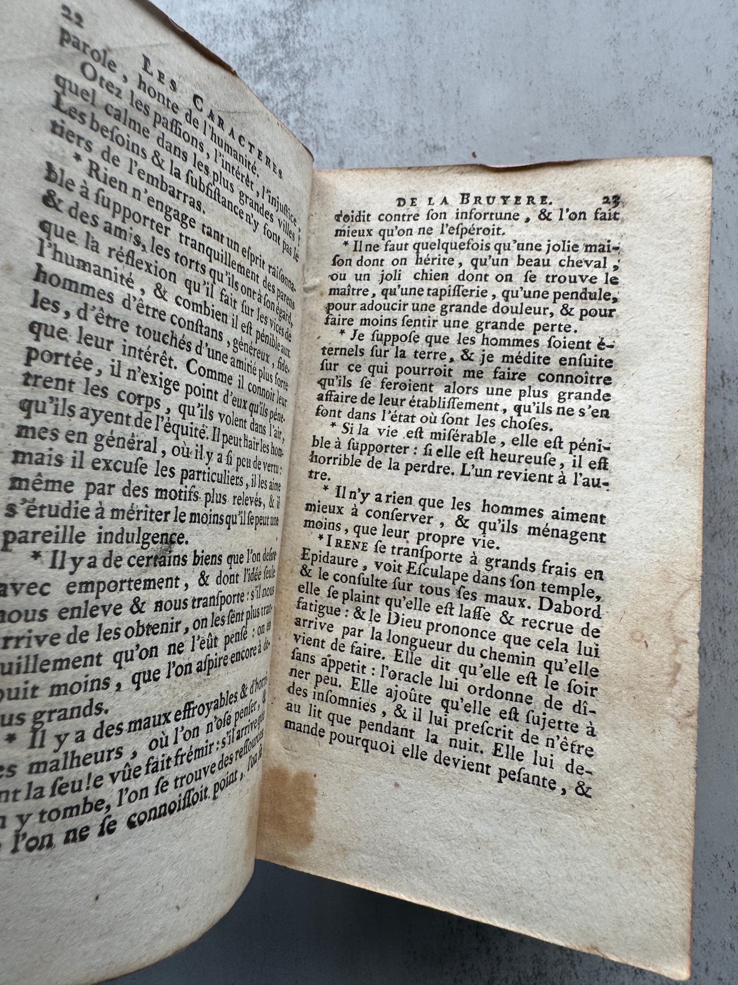 Antique French Book, 1700's Les Caracteres de La Bruyere
