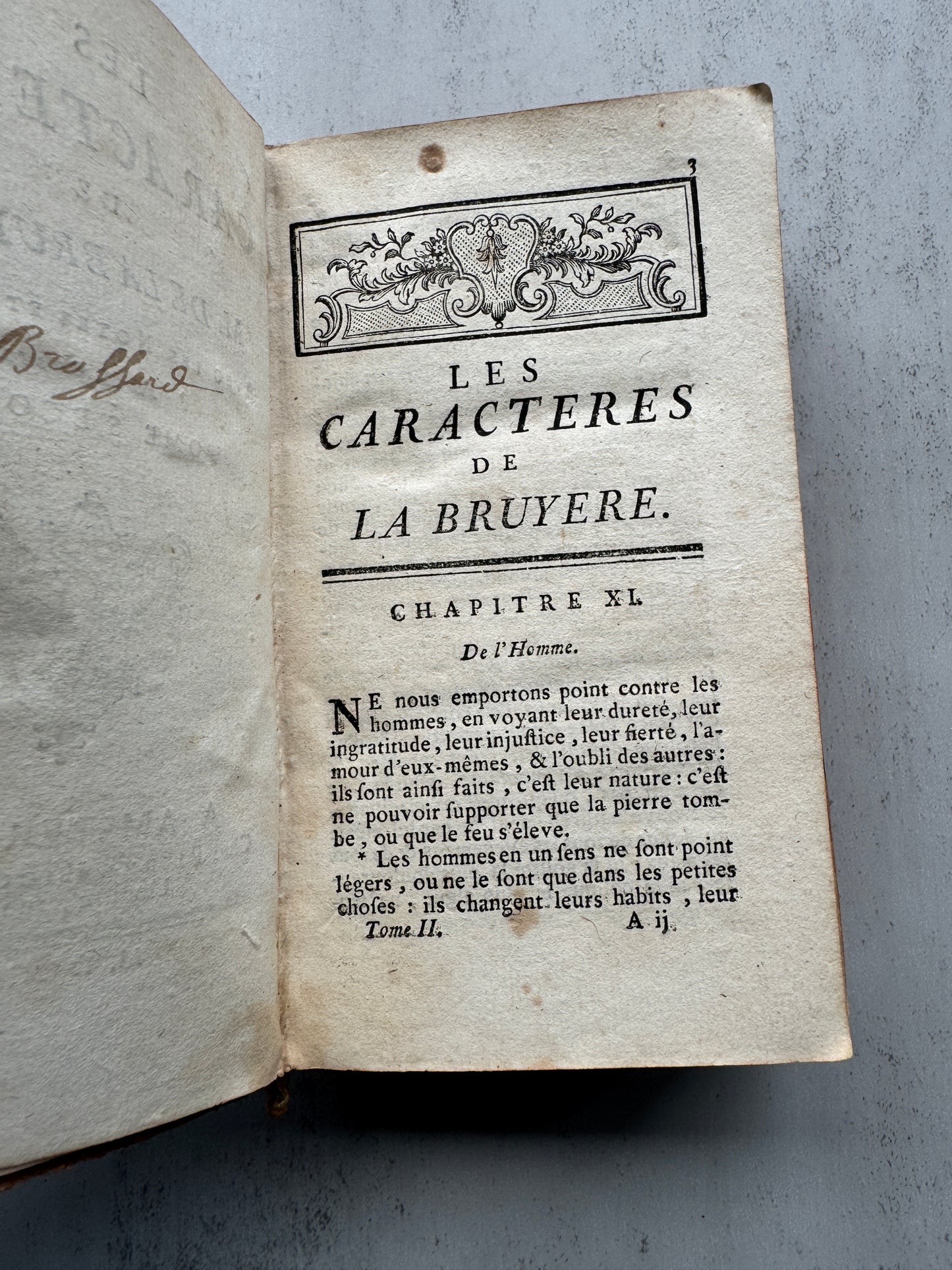 Antique French Book, 1700's Les Caracteres de La Bruyere