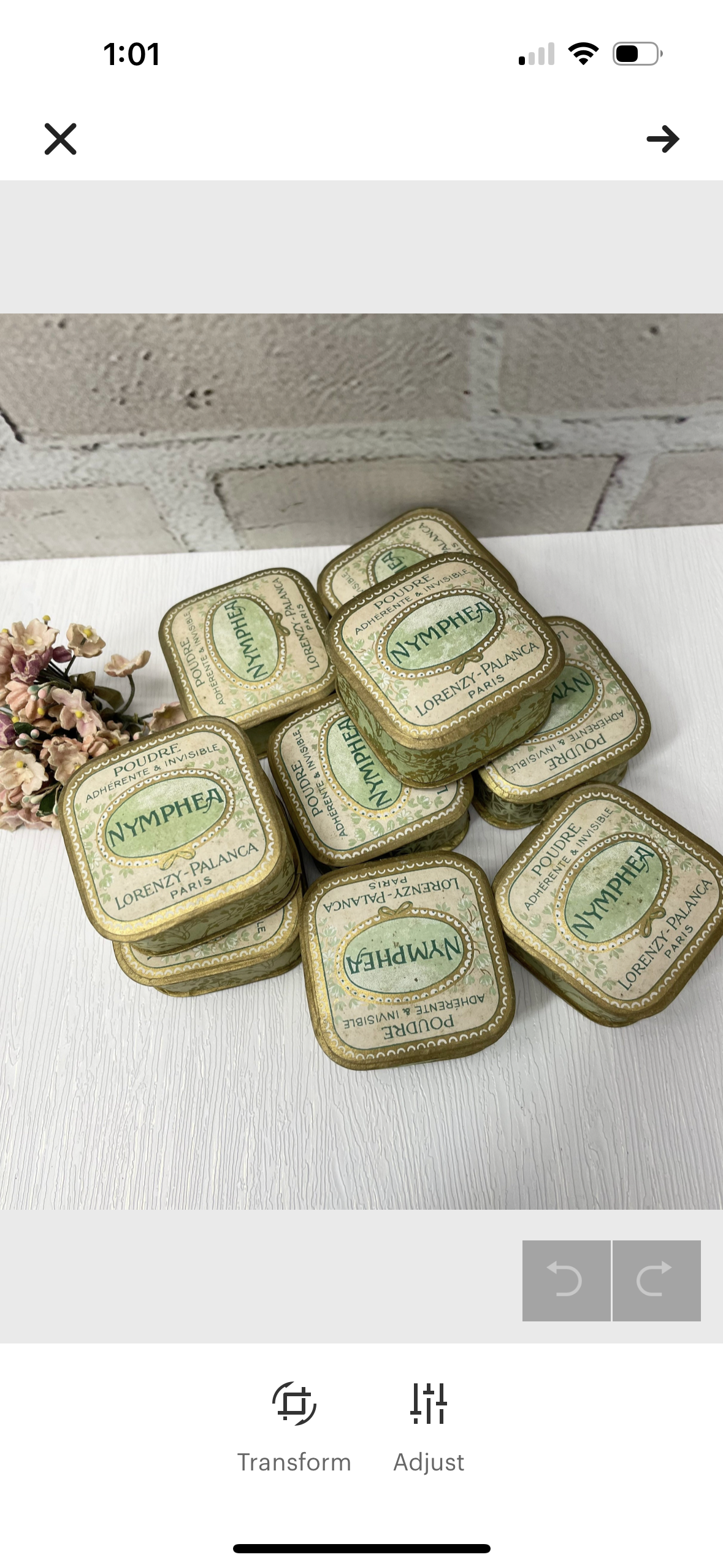 Antique French Face Powder Box, Nymphea Paris