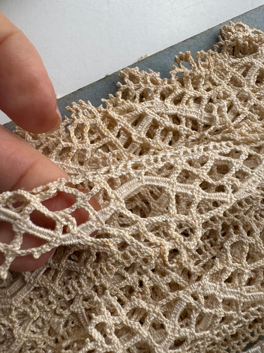 Antique French Bobbin Lace Trim, Delicate Handmade Dentelle on Original Card