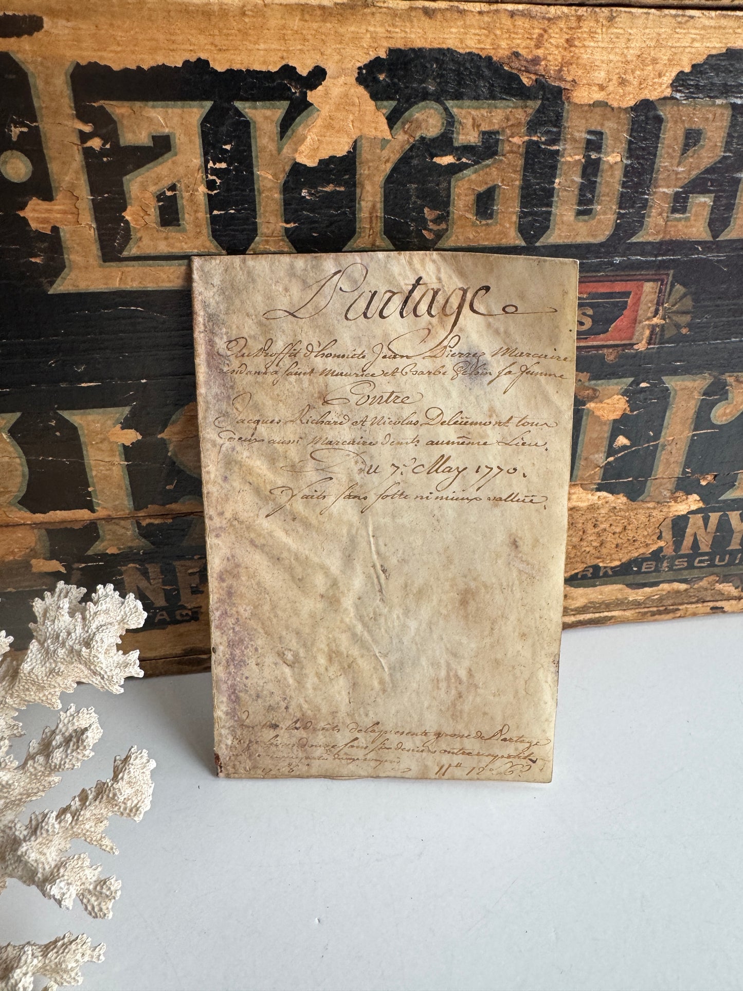 Antique French Vellum Document, Handwritten, Calligraphy, Royal Seal