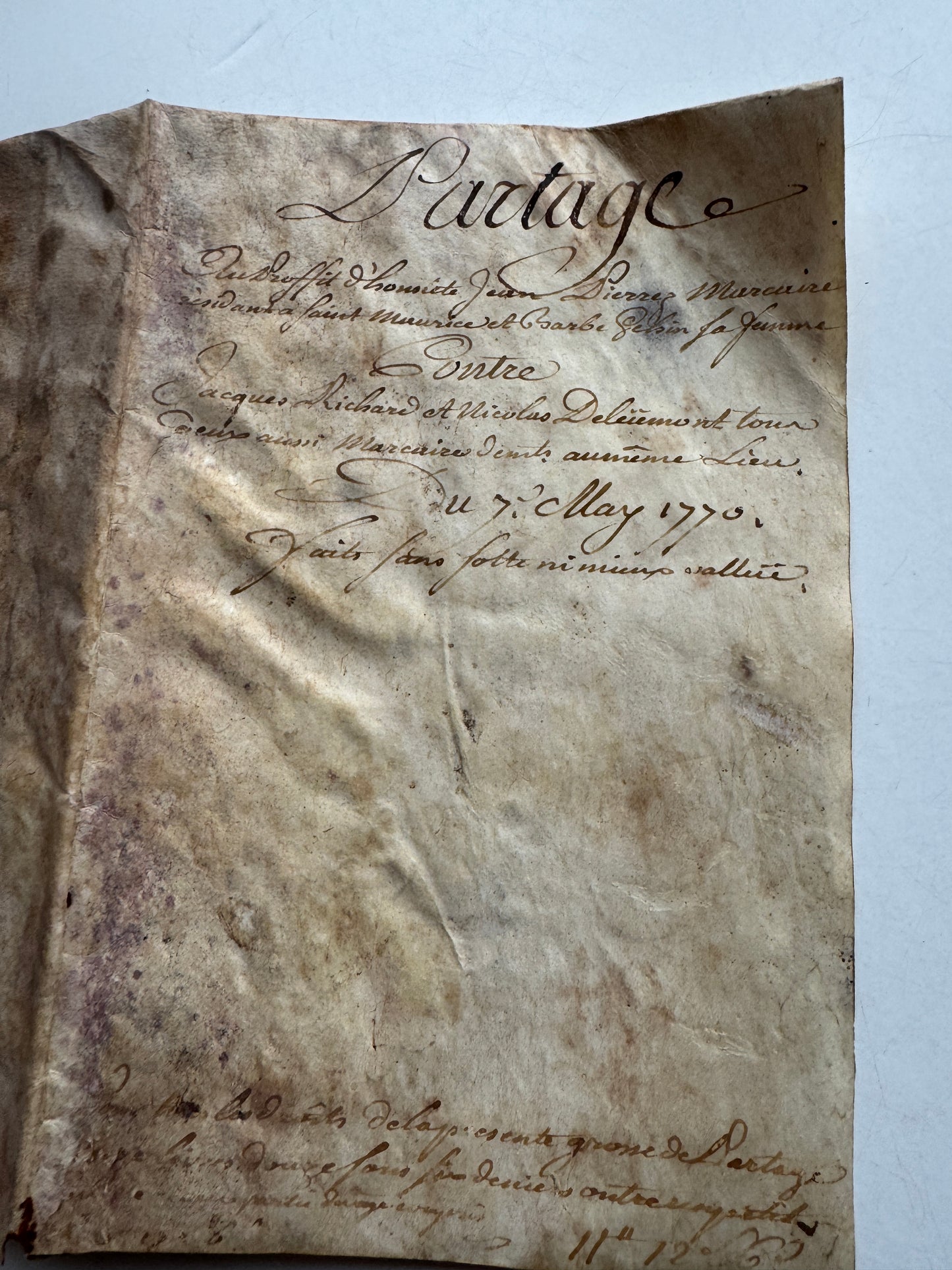 Antique French Vellum Document, Handwritten, Calligraphy, Royal Seal