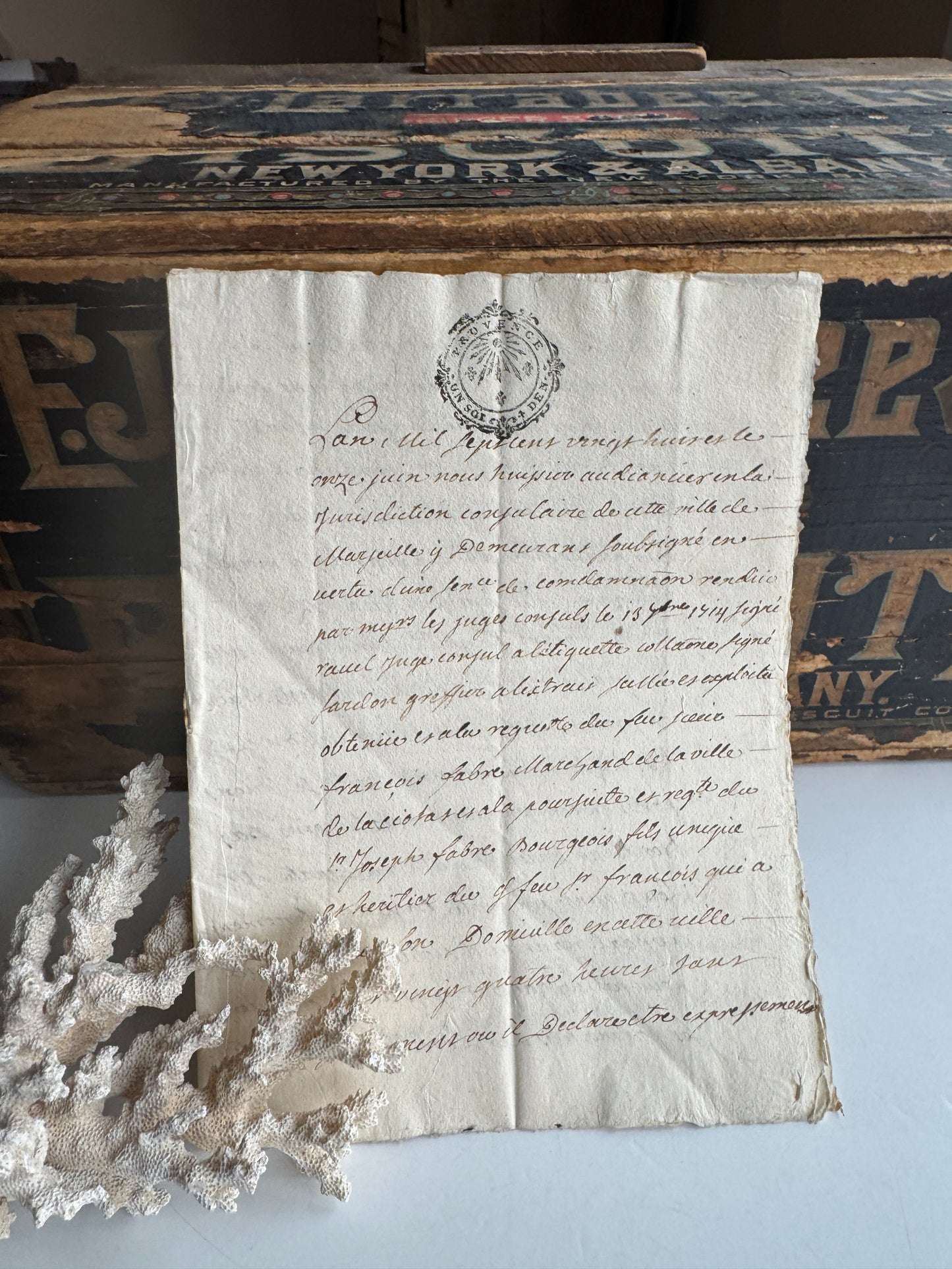 Antique 1700's French Legal Document, Provence Court Manuscript